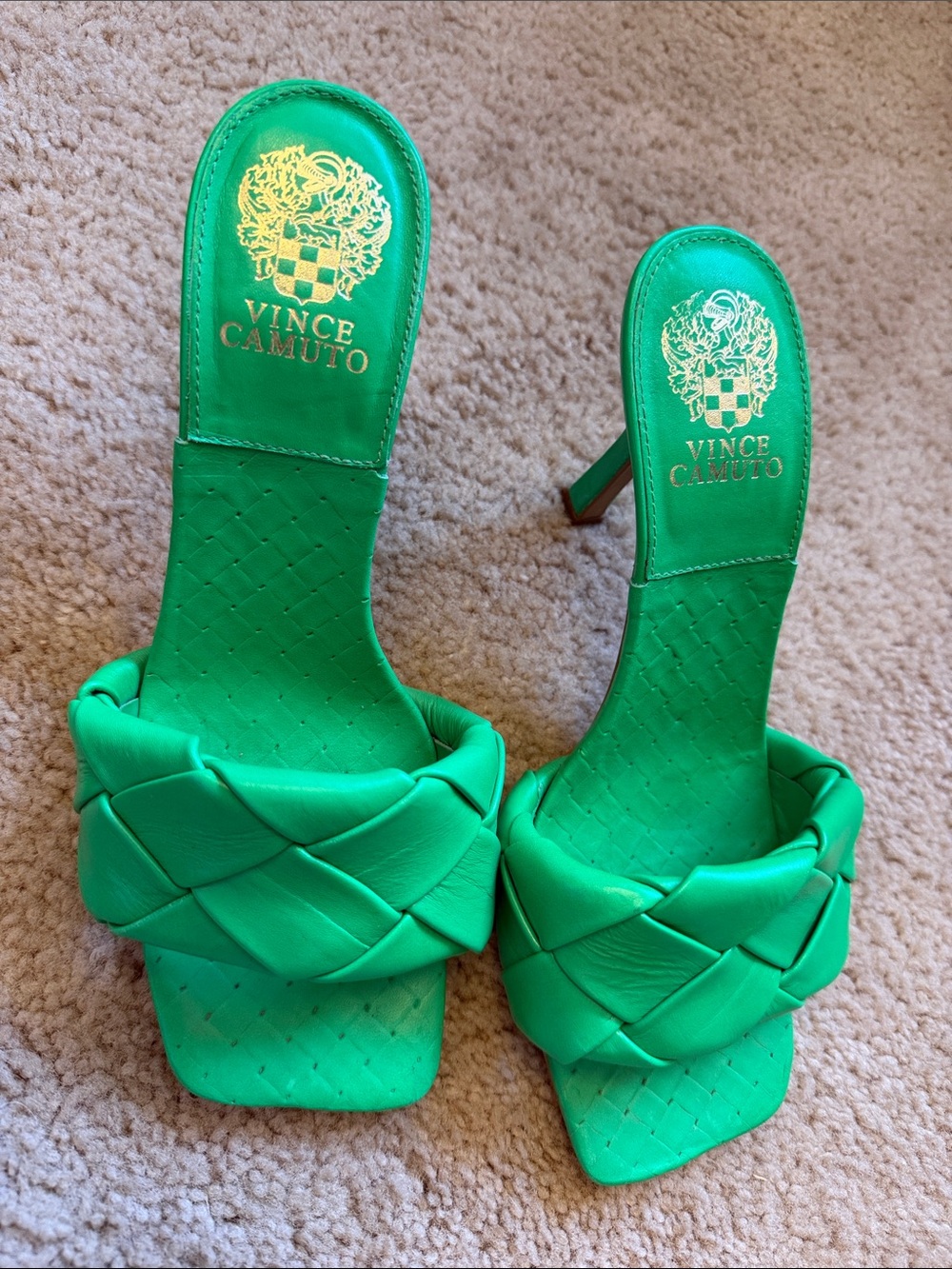 Vince Camuto Bright Green Braided Slide Heels